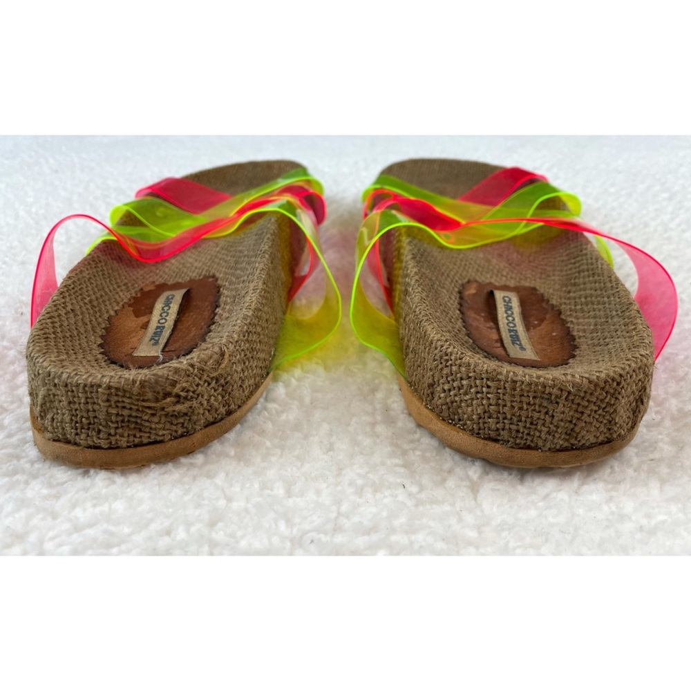 CHICCO RUIZ • Pink and Green Criss Cross Slip-On Sandals, 8.5 - Picture 8 of 16